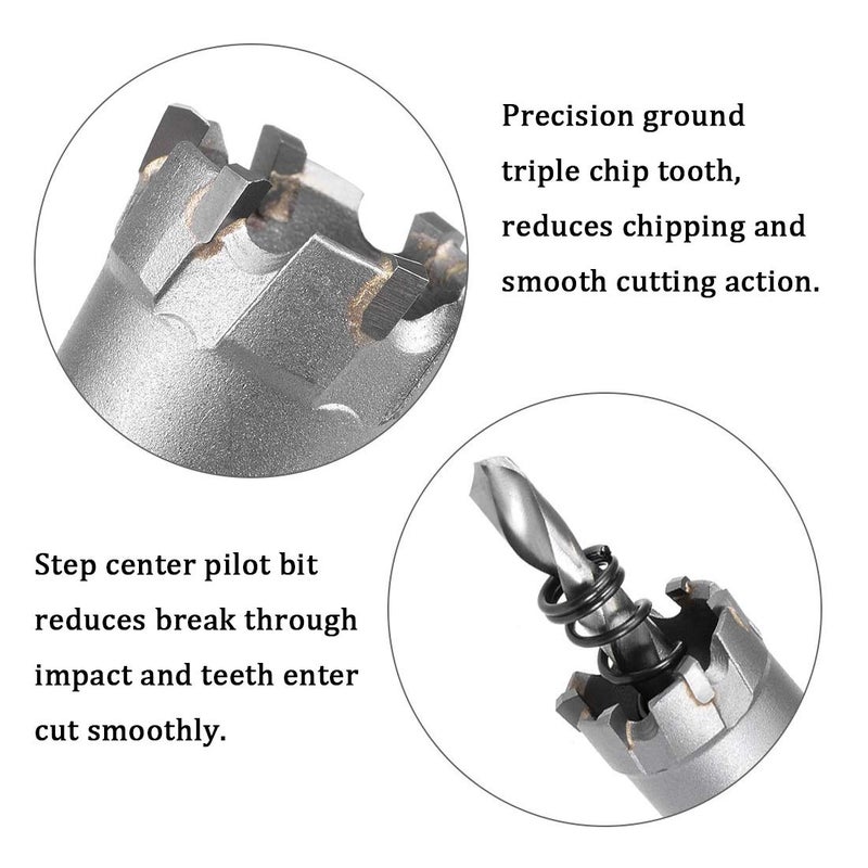 NACX 22mm TCT Hole Saw, 7/8â€ Cutting Diameter Tungsten Carbide Tipped Hole Cutter Opener, for Stainless Steel Metal Plate Aluminum - Image 4